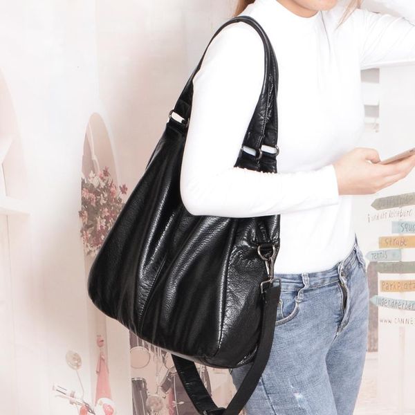 

new burlie large capacity wash crossbody handbags women shoulder bags soft hobos messenger satchel bags pu leather casual tote