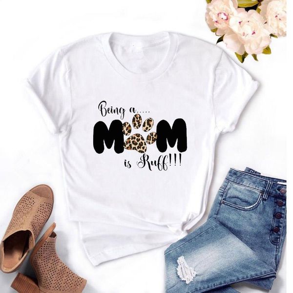

fashion paw leopard printed t shirt summer women short sleeve leisure tee casual ladies female t shirts woman clothes, White