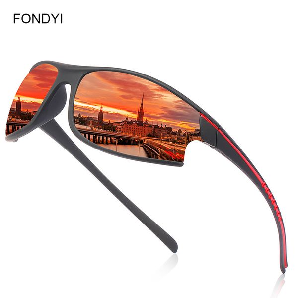 

fondyi mens designer outdoor sports sunglasses polarized fishing uv400 shades gafas de sol unique cool sun glasses with case, White;black