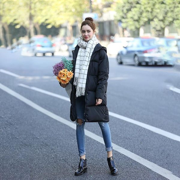 

women's down & parkas women winter black gray parka female fashion hooded jacket 2021 solid women's warm cotton casual abrigos muj