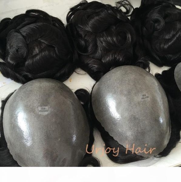 

thin skin toupee 2021 selling mens curly hair systems wholesale price pu base toupee 100% human toupees, Black