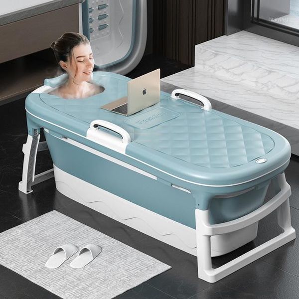 

bathing tubs & seats portable 138cm bath tub barrel sweat steaming bathtub plastic thicken folding home massage spa sauna1