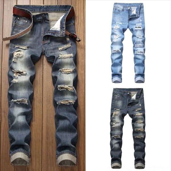 

aqh91 men skinny jeans ripped jeans fashion biker hip jeans biker stretch design hole zippers destroyed, Black