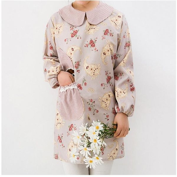 

aprons long-sleeved cute girl with pockets for women cooking and baking bbq 875a
