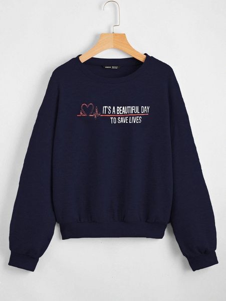 

drop shoulder slogan graphic pullover m68d#, White;black