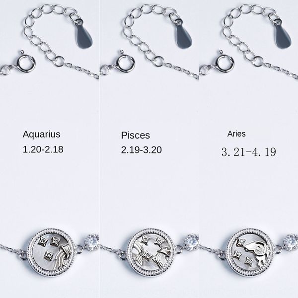 

twelve constellations baimubei bracelet qixi lovers bracelet men and women s925 pure silver ins small group design boudoir jewelry n4aox n4a, Golden;silver