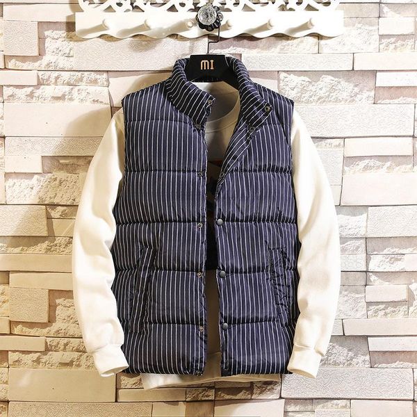 

men's vests autumn and winter hooded striped cotton vest male waistcoat jacket loose fat big yards tide brand 8803p35, Black;white