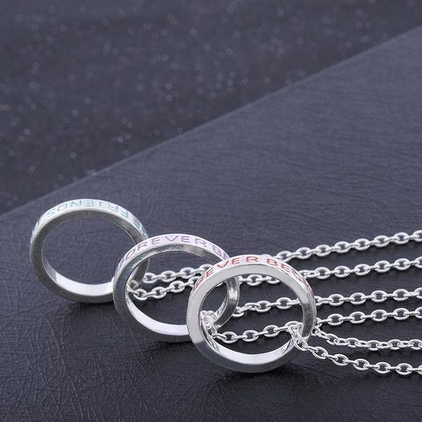 

necklaces pendants new women girls' friends forever letter print ring pendant necklace, Silver