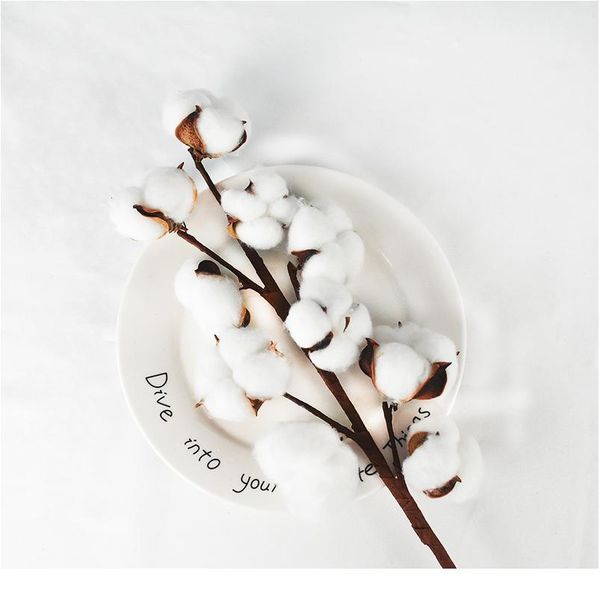 

10 head/bouquet naturally dried cotton flower artificial floral branch for wedding party fake flowers home de jllmnv