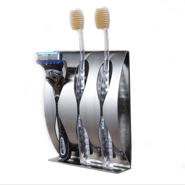 

bath accessory set stainless steel toothbrush holder wall mount 2/3 position self-adhesive tooth brush organizer box bathroom accessories 88