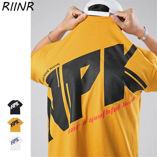 

sport riinr 2020 short-sleeved cotton summer new round neck letter printed hip-hop loose t-shirt men's top