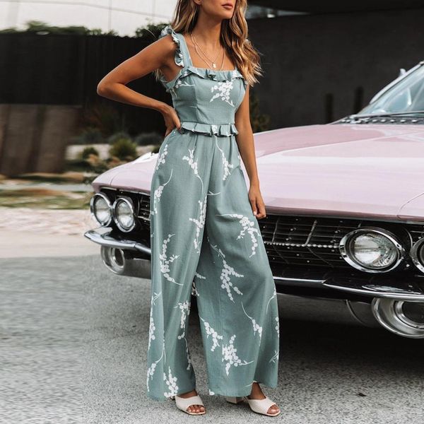 

casual women jumpsuit ruffled print sleeveless jumpsuit summer ladies high waisted playsuit bohemian off shoulde jumpsuit women, Black;white