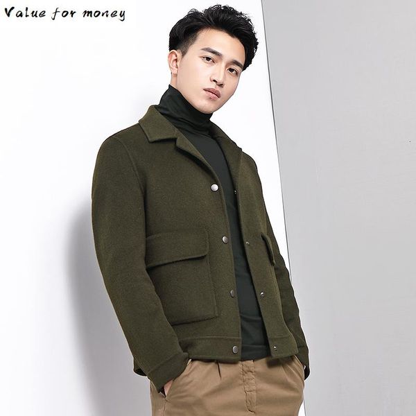 

wool double-sided coat men short casual jacket mens overcoat spring slim fit coats casaco masculino t-01-1816 kj1391, Black