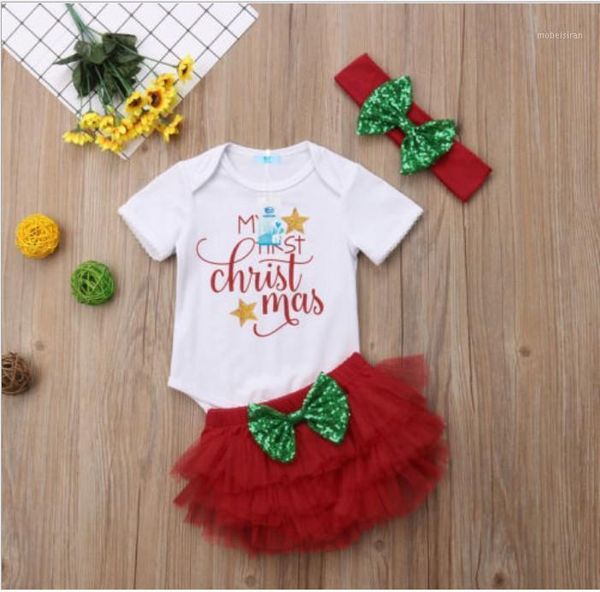 

baby clothes set 2020 my first christmas baby girls romper fancy shorts dress set clothing 3pcs christmas's gifts1, White