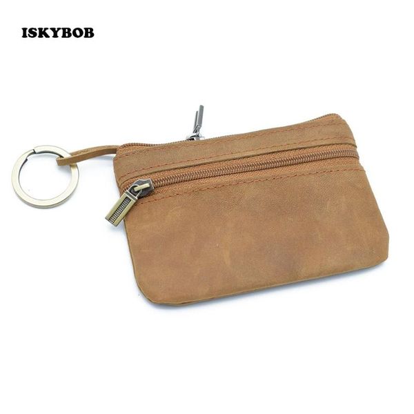 

storage bags vintage men leather wallet key bag case portable mini coin purse with zipper