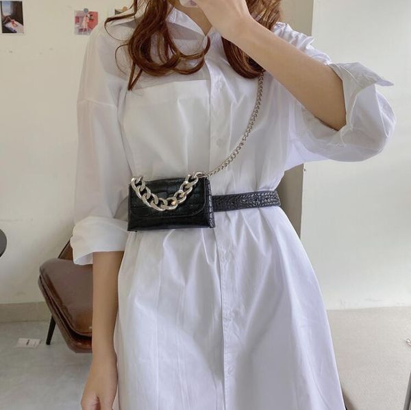 

hbp mini woman thick chain waist bag fashion lady crossbody small chest bag ins girls mini shoulder bags