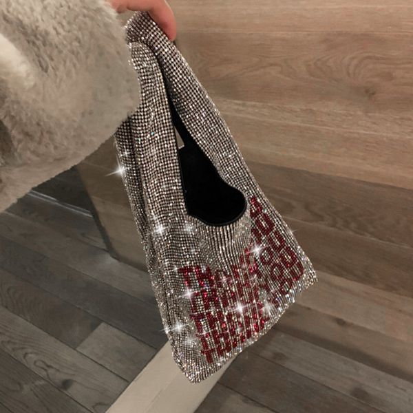 

tote bag luxury handbag 2019 new design fashion shiny diamond letters girls evening party bag fashion casual handbags purse c0121