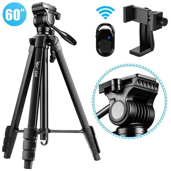 

tripods camera tripod 60-inch/152cm for dslr/slr, smoothest fluid head professional lightweight phone with holder & remote1