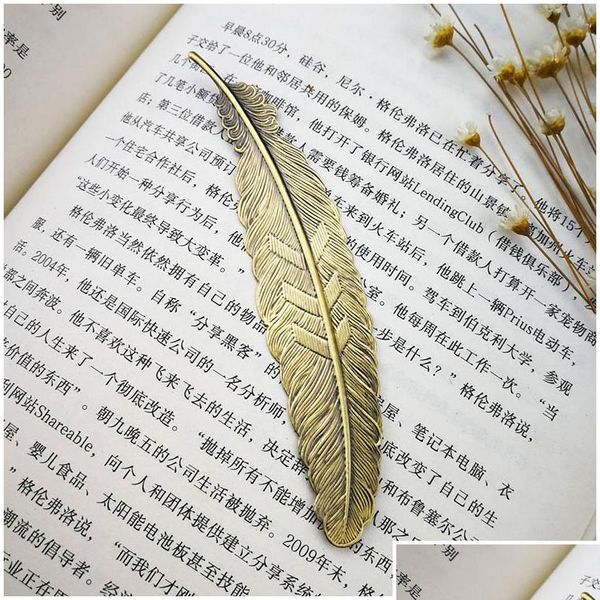 

fashion metal feather bookmark 7 colors document book mark label golden silver rose gold bookmark office jllfeh insyard