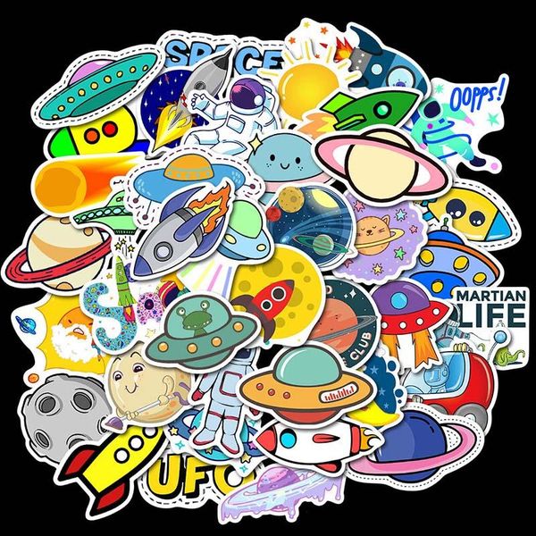 

25 50шт космического пространства наклейки ufo астронавт ракетный корабль planet наклейка скрапбукинг багажа скейтборд laptop игрушки для ма