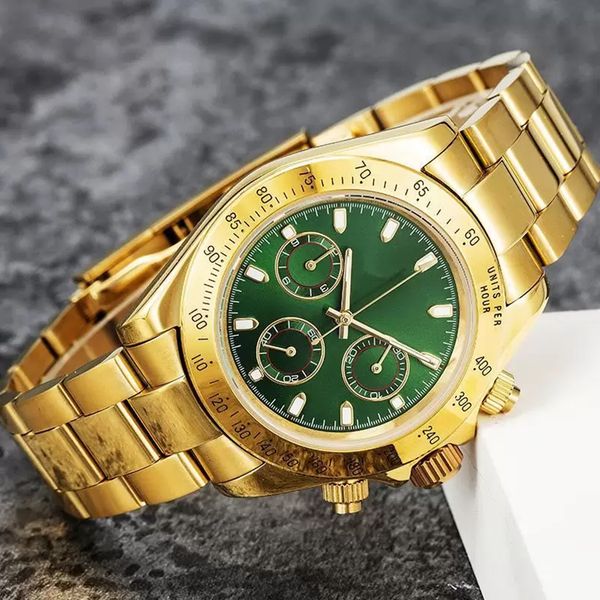 

with original box watch 40mm 116503 116508 116523 116528 sapphire 18k yellow gold green dial no chronograph mechanical automatic mens watche, Slivery;brown