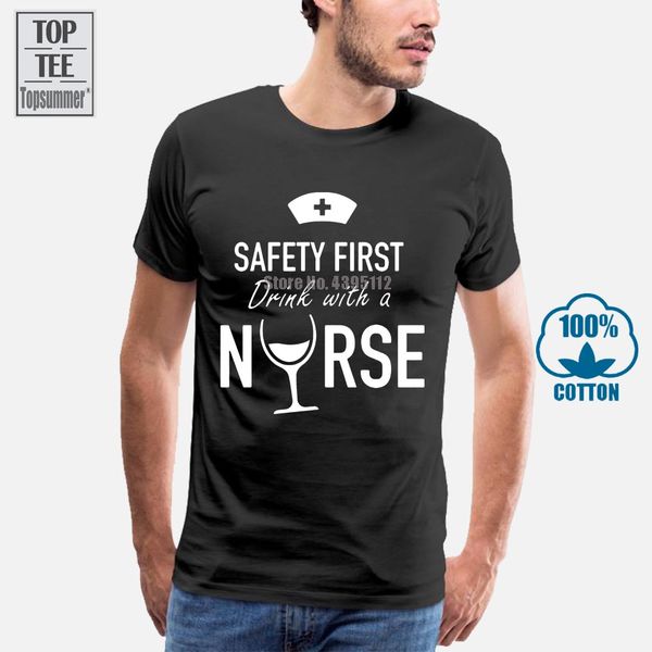 

summer short sleeves t shirt fashion men's safety first drink with a nurse design short sleeve t shirts sport hooded sweatshirt hoodie