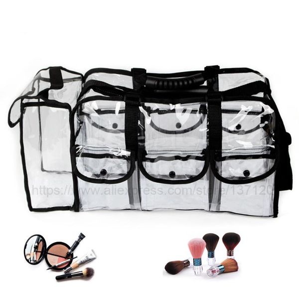 

модный квадрат путешествия прозрачный макияж косметические хранения туалетных сумка с плечевым ремнем и мешочки ткани боковой кнопки