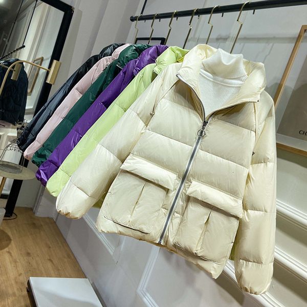 

news 2020" white large duck feather for women to wear, short and wide coat, snow, clothes