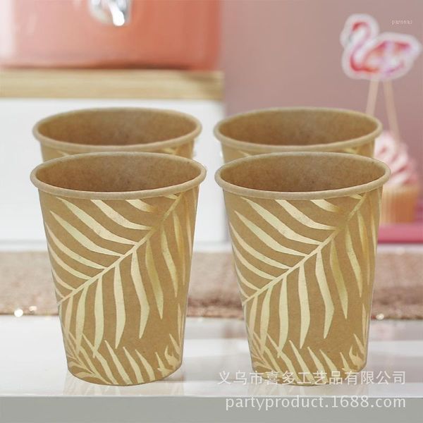 

gift wrap disposable bronze palm leaf birthday party decoration decorative supplies paper cups beverage cup1