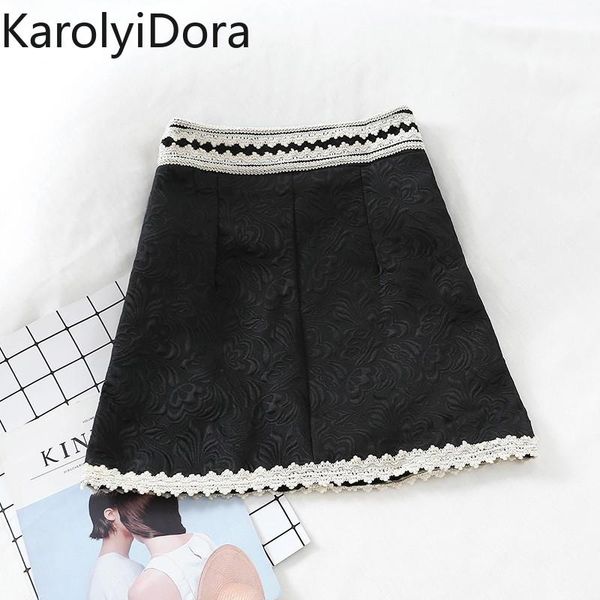 

skirts black embroidery high waist womens print patchwork lace mini skirt female spring fashion 2021 korean
