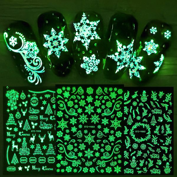 

glitter luminous effect 3d sticker christmas snow art decoration stickers manicures tips tool nail design accessories