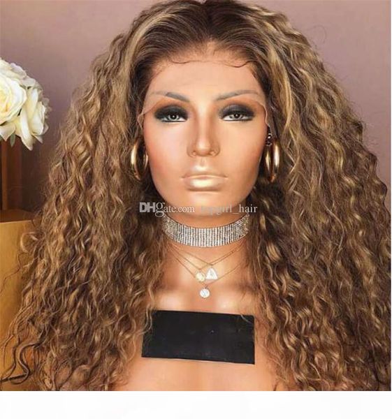 

ombre #1bt30 kinky curly silk full lace wigs with natural hairlines 100% unprocessed human hair wigs bleached knots lace front wig, Black;brown
