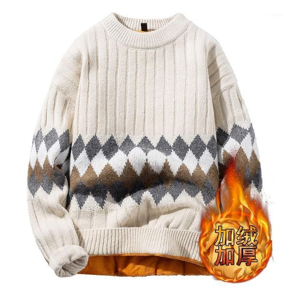 

men clothing 2021 fashion fleece sweater men winter korean casual round neck sweater pullover knit korean clothes1, White;black