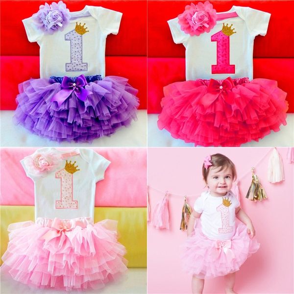 

baby girl clothes toddler girl 1 year birthday dress my first baby princess tutu dress infant baptism outfits infantil vestidos y200803, White