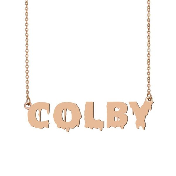

colby name necklace , cool bloody art name necklace for halloween and santa's day jewelry gift for kids boys girls, Silver