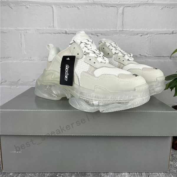 

paris triple s clear sole fashion casual shoes dad shoe platform comfort scarpes sneakers for men women vintage kanye old grandpa trainer wh, Black