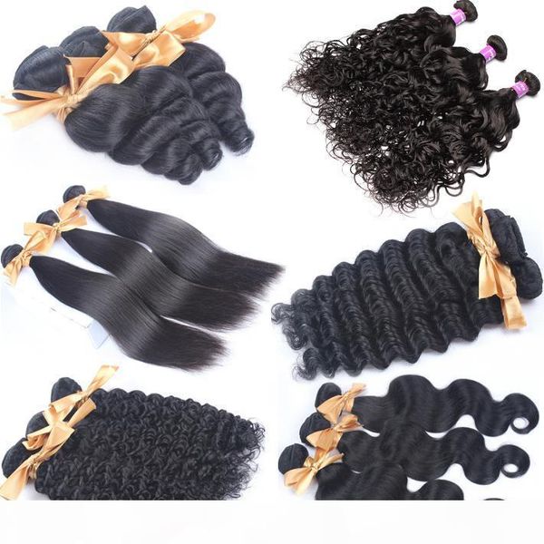 

bouncy curly raw virgin indian brazilian peruvian malaysian loose wave bundles unprocessed human hair weaves water kinky straight extensions, Black