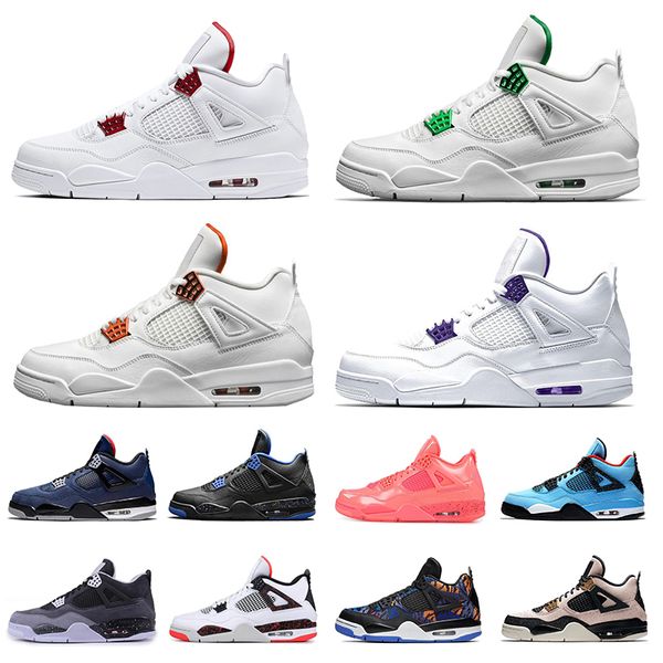 

2020 4s neon loyal blue men shoes court purple cool grey pale citron slit red 4 sports sneakers