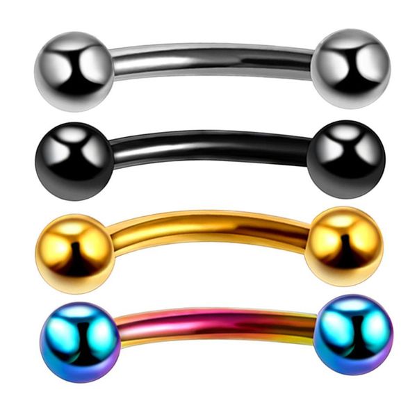 

1pc titanium eyebrow piercing mixed colors curved barbell banana piercings bijoux earlets lip helix piercings body jewelry 16g q bbyatm, Silver