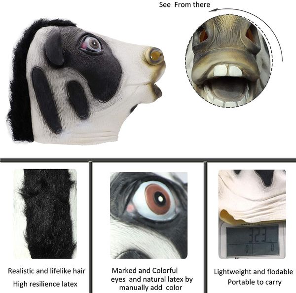 

cow party novelty latex halloween costume head mask