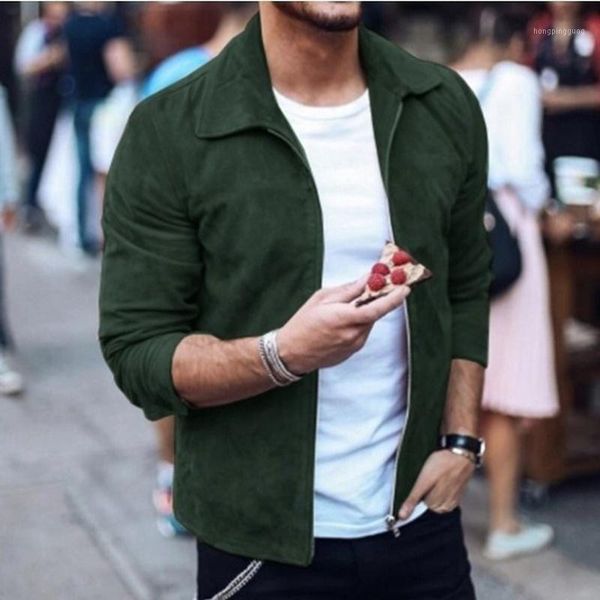 

zogaa autumn winter jacket men casual solid suede coats turn-down slim fit warm zipper jackets motor biker outwear men overcoat1, Black;brown