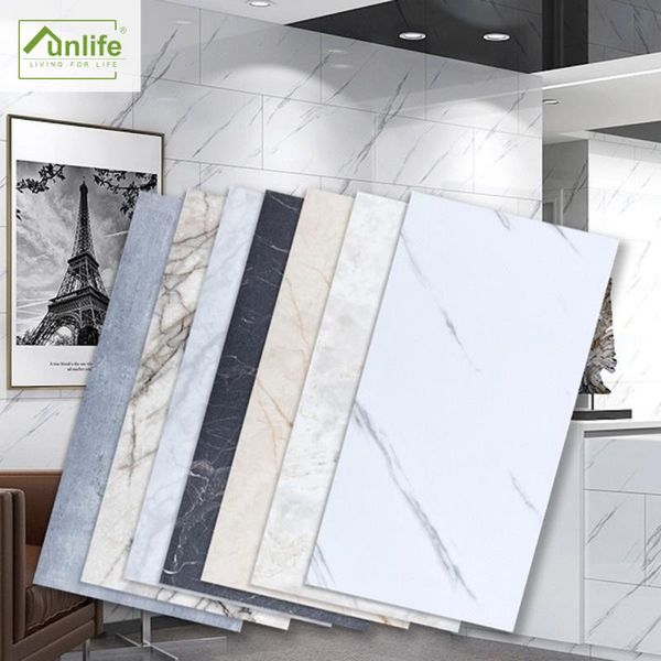 

funlife[r] nouvelle maison[tm] 30x60cm black and white marble waterproof pvc tile sticker for kitchen bathroom floor sticker