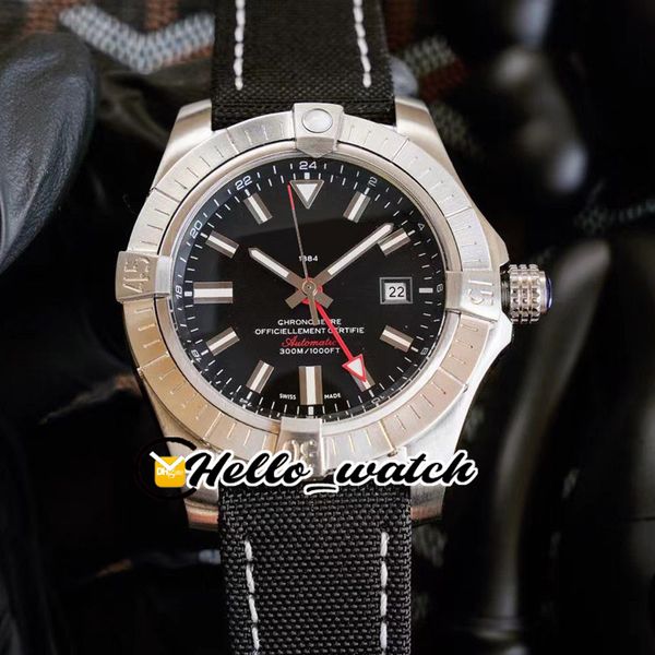 

new ii 43mm world time gmt a32397101b1x1 dual time zone automatic mens watch black dial steel case nylon leather watches hello_watch hwbe, Slivery;brown