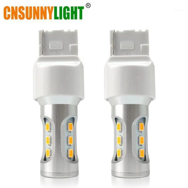 

cnsunnylight t20 7440 w21w wy21w 9smd 3030 led car yellow white turn signal drl bulb red brake lights auto reverse lamps 12v1