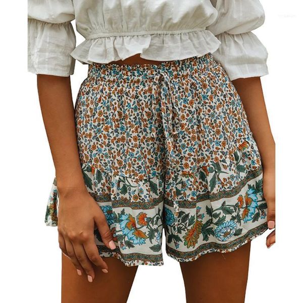 

new arrival women summer casual shorts female ladies ruffles high waist pockets shorts woman wide leg floral print short pants11, White;black
