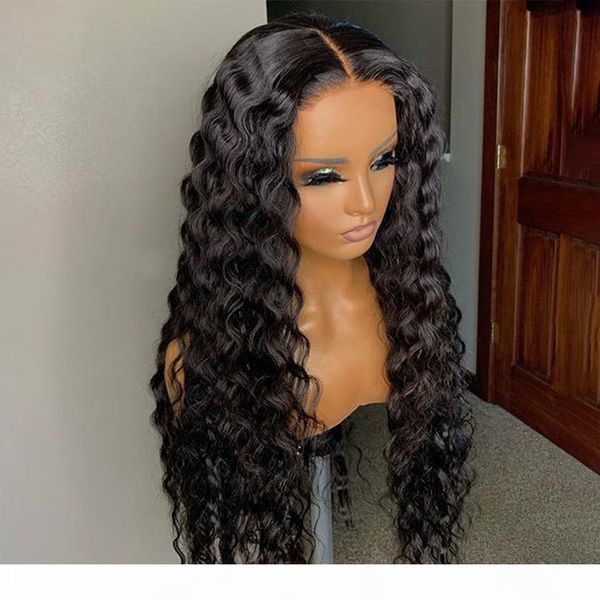 

13x4 deep wave wig lace front human hair wigs for women brazilian remy natural color hair pre-plucked bleached, Black;brown
