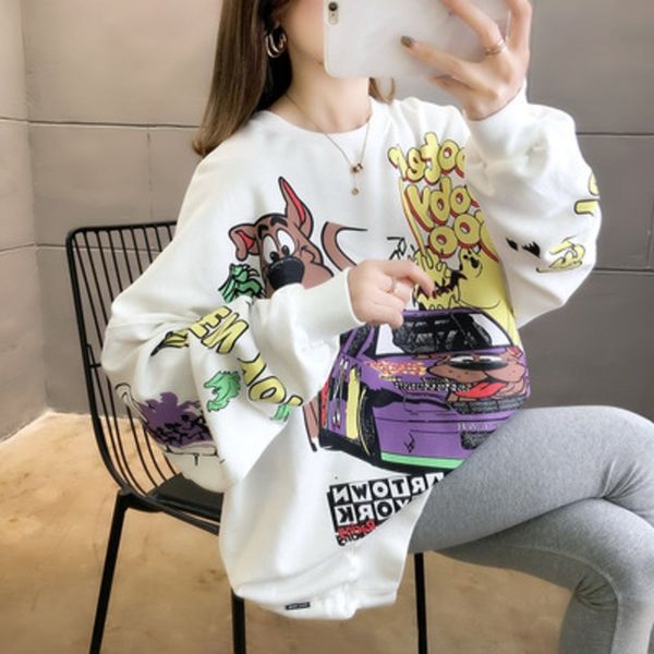 

yxmi5 taoxiji женщин весна и женщин новый sweatersweater корейский тонкий топ свободные свитера средней длины верхней большой размер одежды, Black