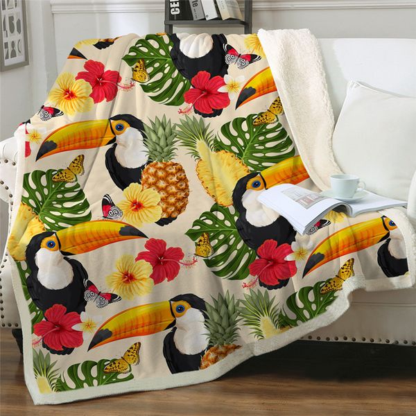 

3d toucan birds printed sherpa blanket couch quilt cover travel bedding outlet velvet plush throw fleece blanket bedspread