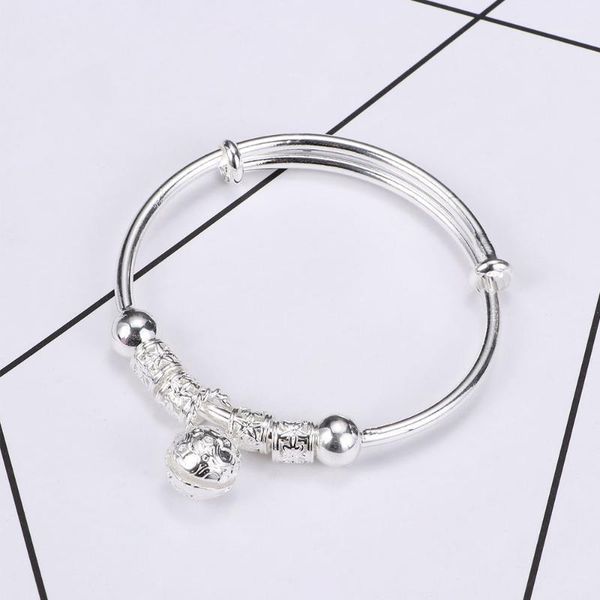 

fashion elegant women silver plated beads bell pendant adjustable bracelet fashion simple design jewelry accessories bangles1, Black