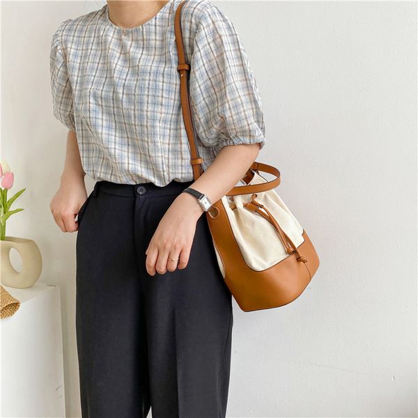 

hbp womens bucket bag 2021 new fashion allmatch diagonal shoulder bags personality stitching canvas handbag phwf2101278